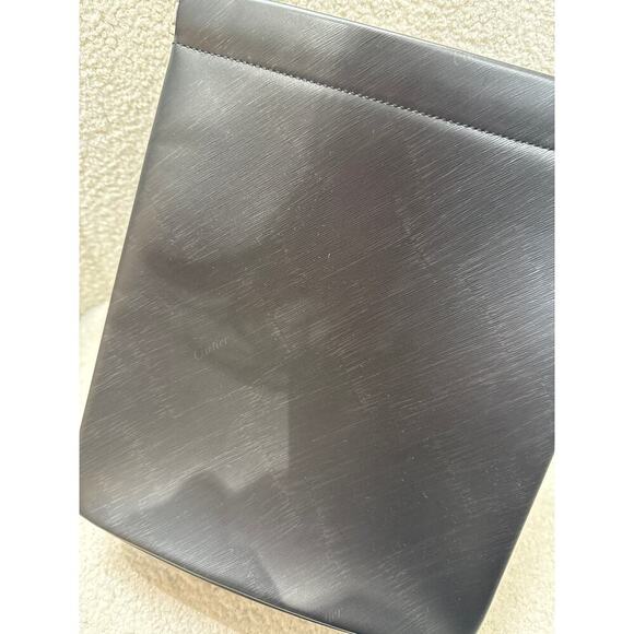 Vintage Cartier Black Brushed Leather Handbag with Gold & Silver Metal Handle - Picture 8 of 9